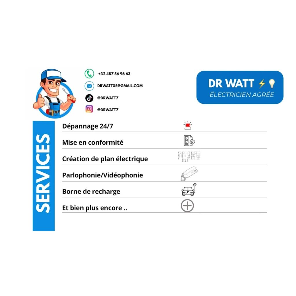 Les services proposés par Dr Watt électricien Bruxelles